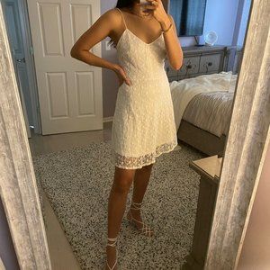 White Backless Lace Mini Dress